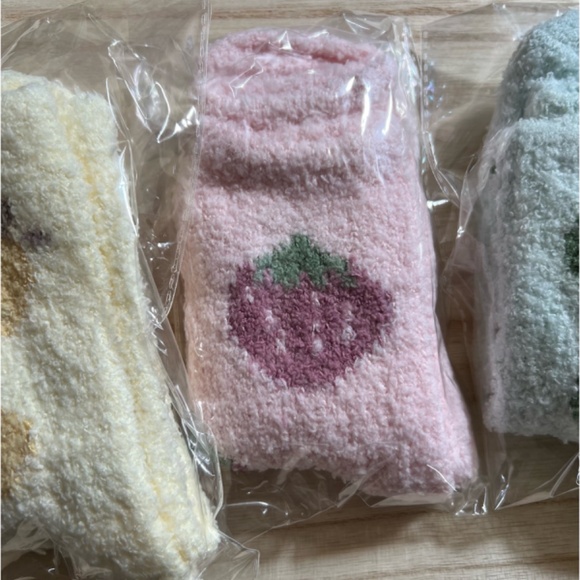 Fuzzy Fruit Socks Set of 5 - Picture 8 of 8